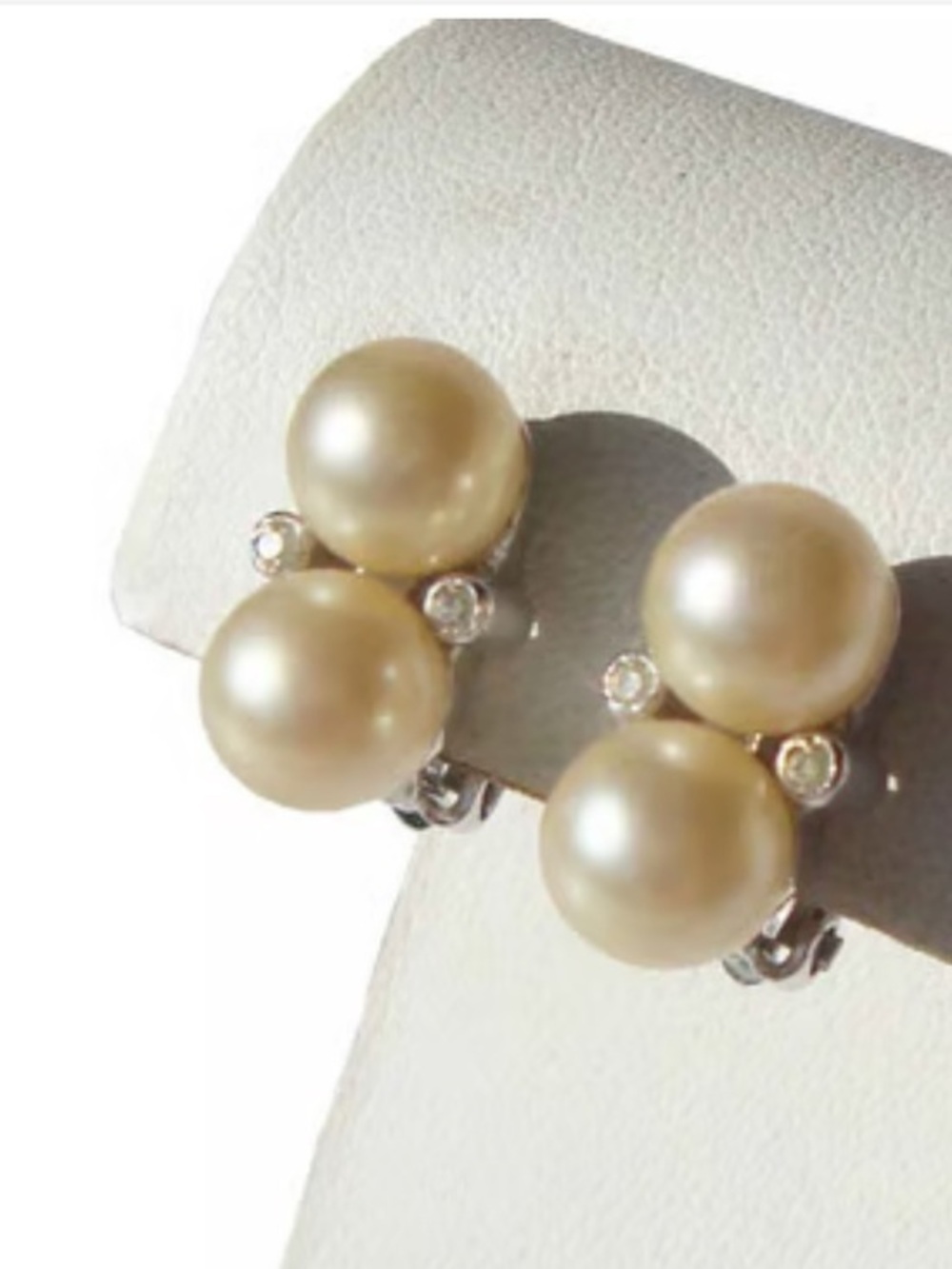 Vintage PANETTA Faux Pearl Rhinestone Clip Earrings Signed